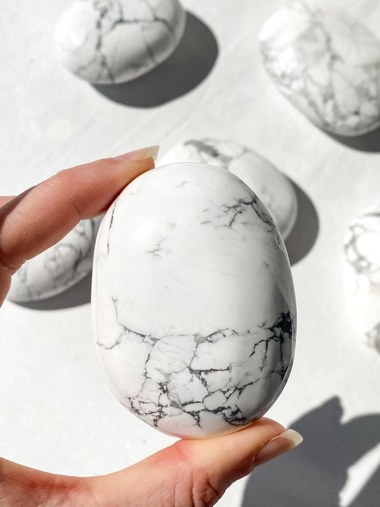 Howlite Palm Stone | Extra Large - Unearthed Crystals