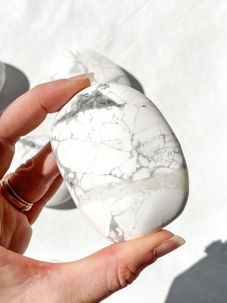 Howlite Palm Stone | Extra Large - Unearthed Crystals