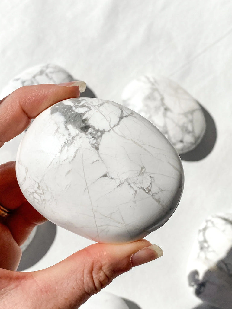 Howlite Palm Stone | Extra Large - Unearthed Crystals