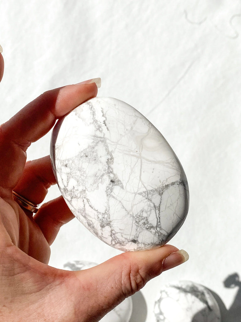 Howlite Palm Stone | Extra Large - Unearthed Crystals