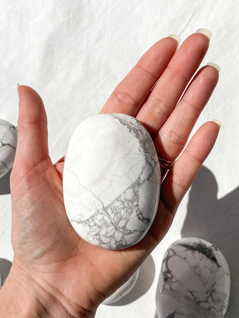 Howlite Palm Stone | Extra Large - Unearthed Crystals