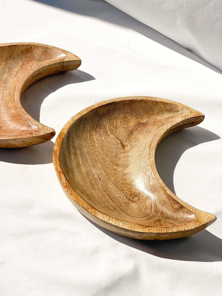 Wooden Bowl | Crescent Moon | Large - Unearthed Crystals