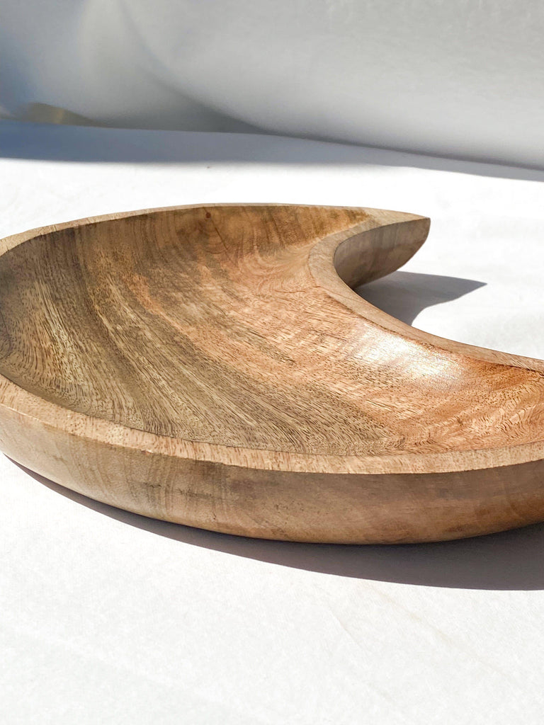 Wooden Bowl | Crescent Moon | Large - Unearthed Crystals