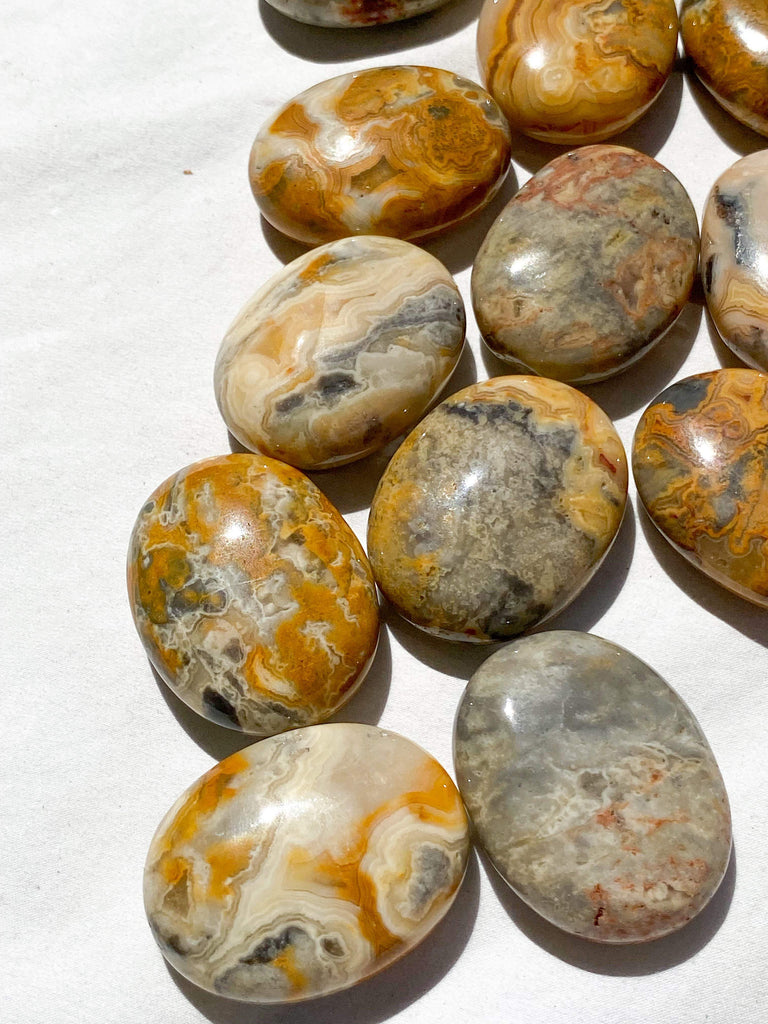 Crazy Lace Agate Pillow Palm Stone - Unearthed Crystals