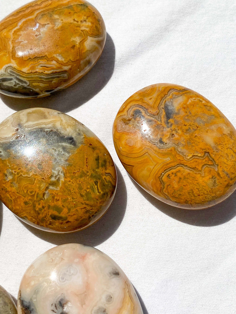 Crazy Lace Agate Pillow Palm Stone - Unearthed Crystals