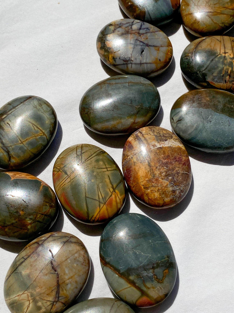 Cherry Creek Jasper Pillow Palm Stone - Unearthed Crystals