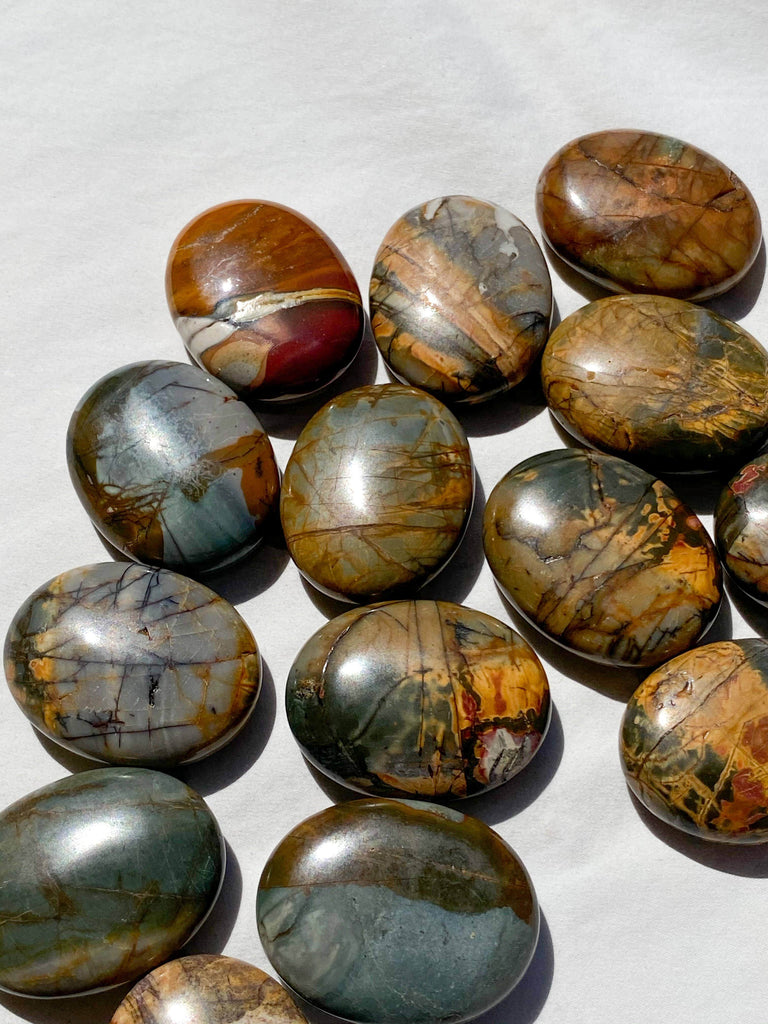 Cherry Creek Jasper Pillow Palm Stone - Unearthed Crystals