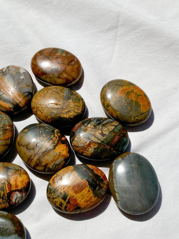 Cherry Creek Jasper Pillow Palm Stone - Unearthed Crystals