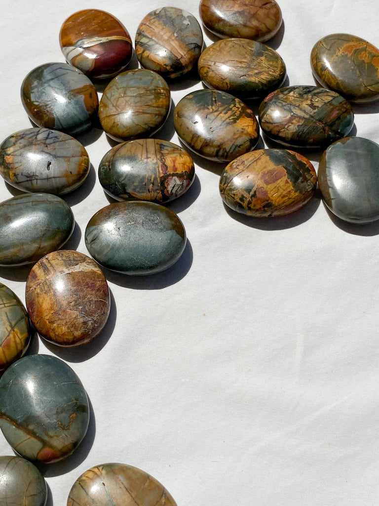 Cherry Creek Jasper Pillow Palm Stone - Unearthed Crystals