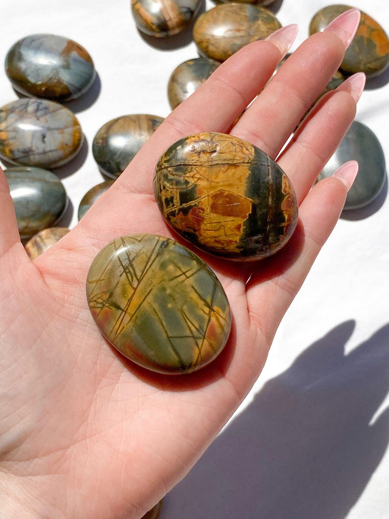 Cherry Creek Jasper Pillow Palm Stone - Unearthed Crystals