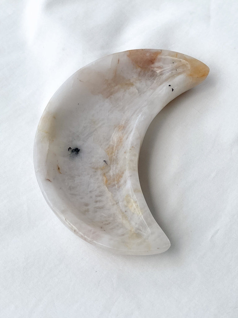 Rose Quartz Crescent Moon Bowl - Unearthed Crystals