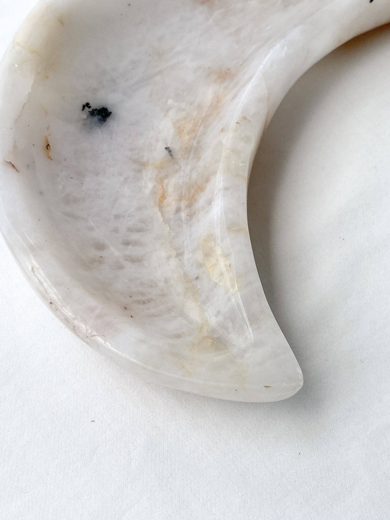 Rose Quartz Crescent Moon Bowl - Unearthed Crystals