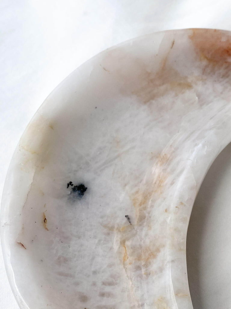 Rose Quartz Crescent Moon Bowl - Unearthed Crystals