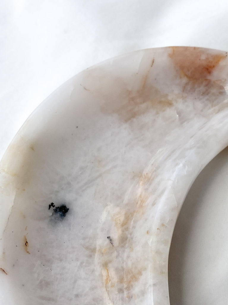 Rose Quartz Crescent Moon Bowl - Unearthed Crystals