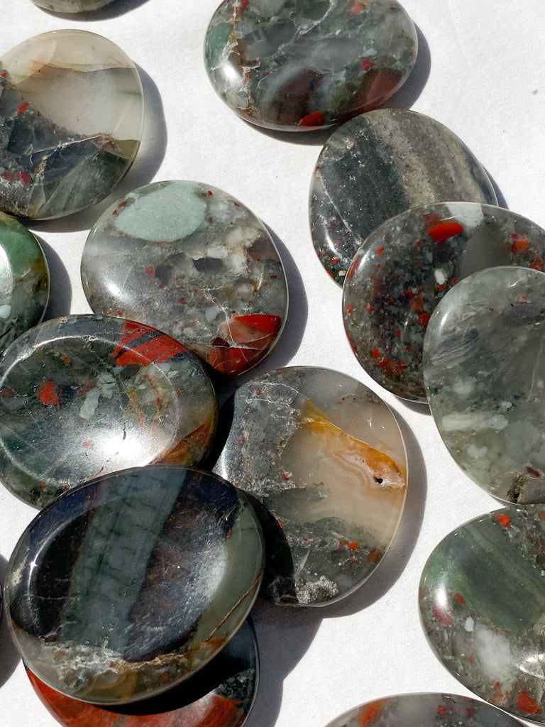 Bloodstone Jasper Worry Stone | Large - Unearthed Crystals