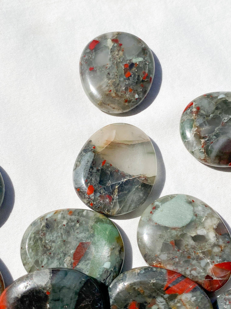 Bloodstone Jasper Worry Stone | Large - Unearthed Crystals