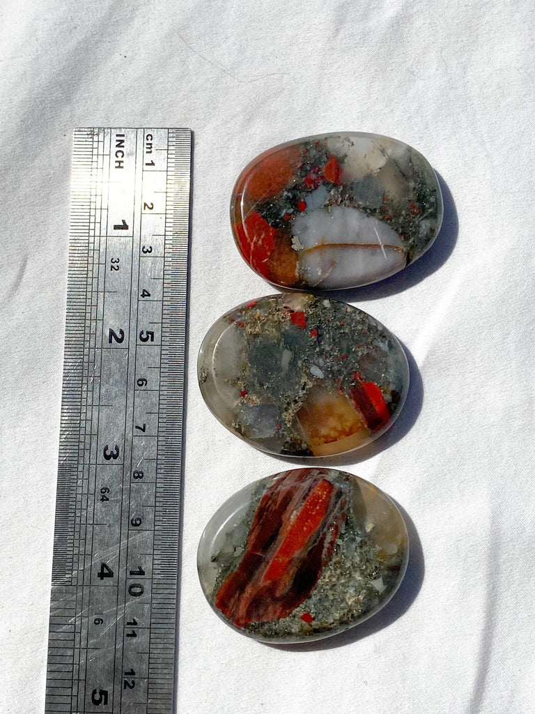 Bloodstone Jasper Flat Palm Stone - Unearthed Crystals