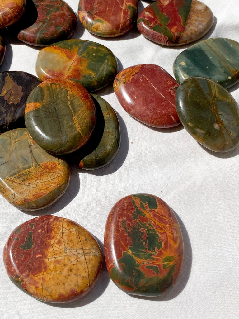 Cherry Creek Jasper Flat Palm Stone - Unearthed Crystals