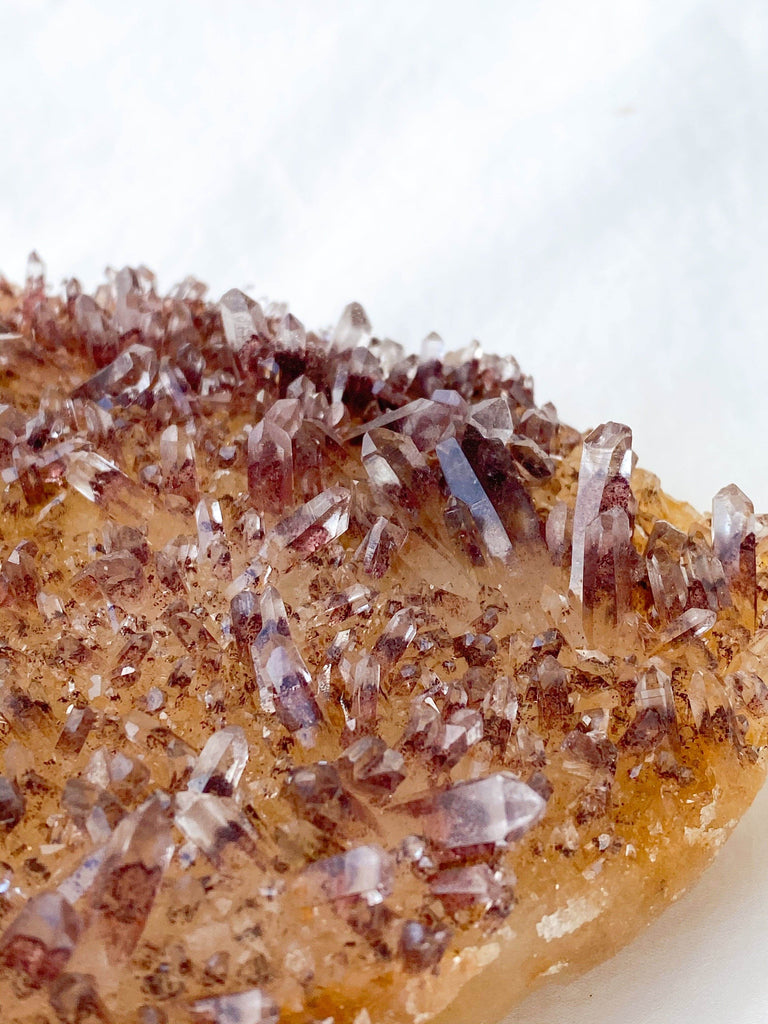 Red Phantom Quartz Cluster - Unearthed Crystals