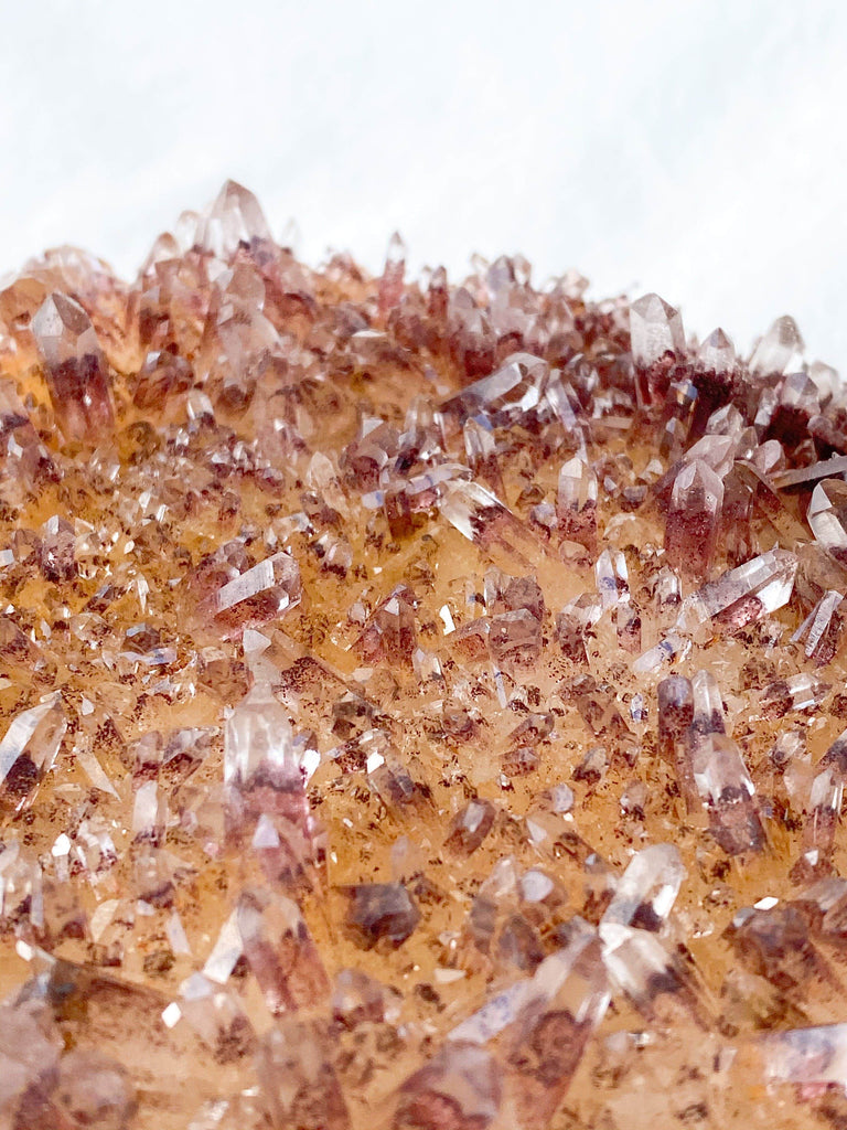 Red Phantom Quartz Cluster - Unearthed Crystals