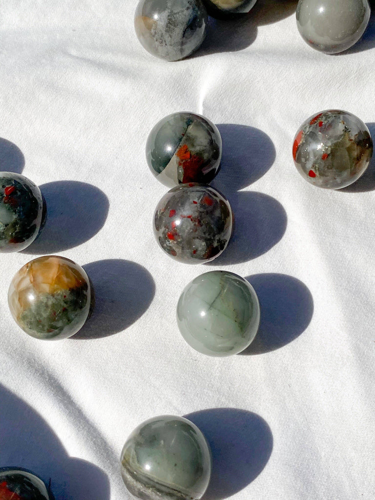 Bloodstone Jasper Sphere | Mini Marble - Unearthed Crystals