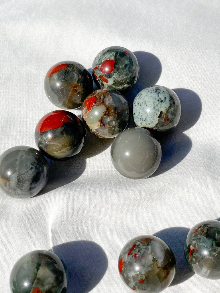 Bloodstone Jasper Sphere | Mini Marble - Unearthed Crystals