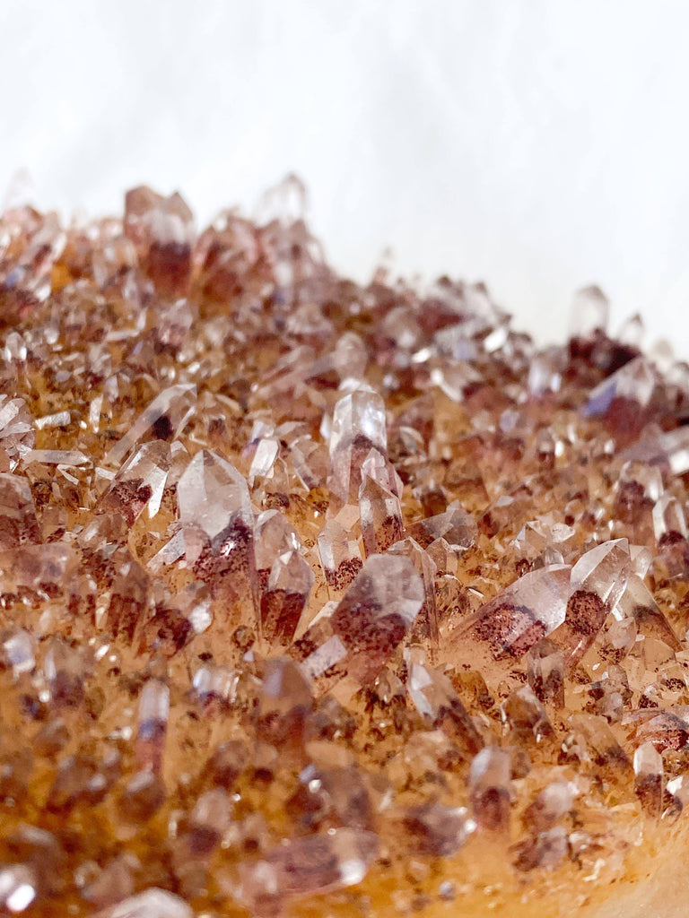 Red Phantom Quartz Cluster - Unearthed Crystals