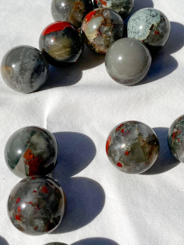 Bloodstone Jasper Sphere | Mini Marble - Unearthed Crystals