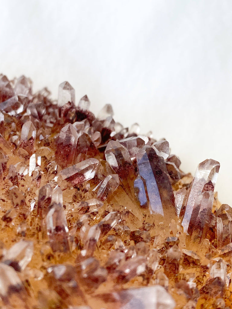 Red Phantom Quartz Cluster - Unearthed Crystals