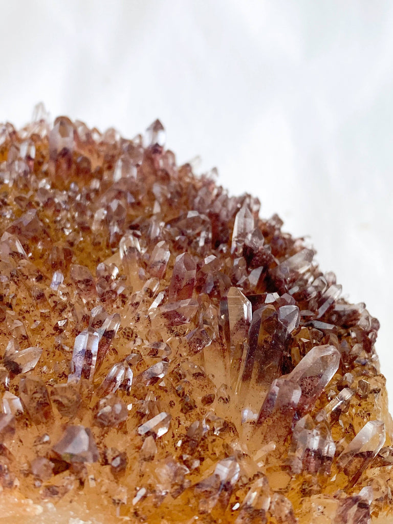 Red Phantom Quartz Cluster - Unearthed Crystals