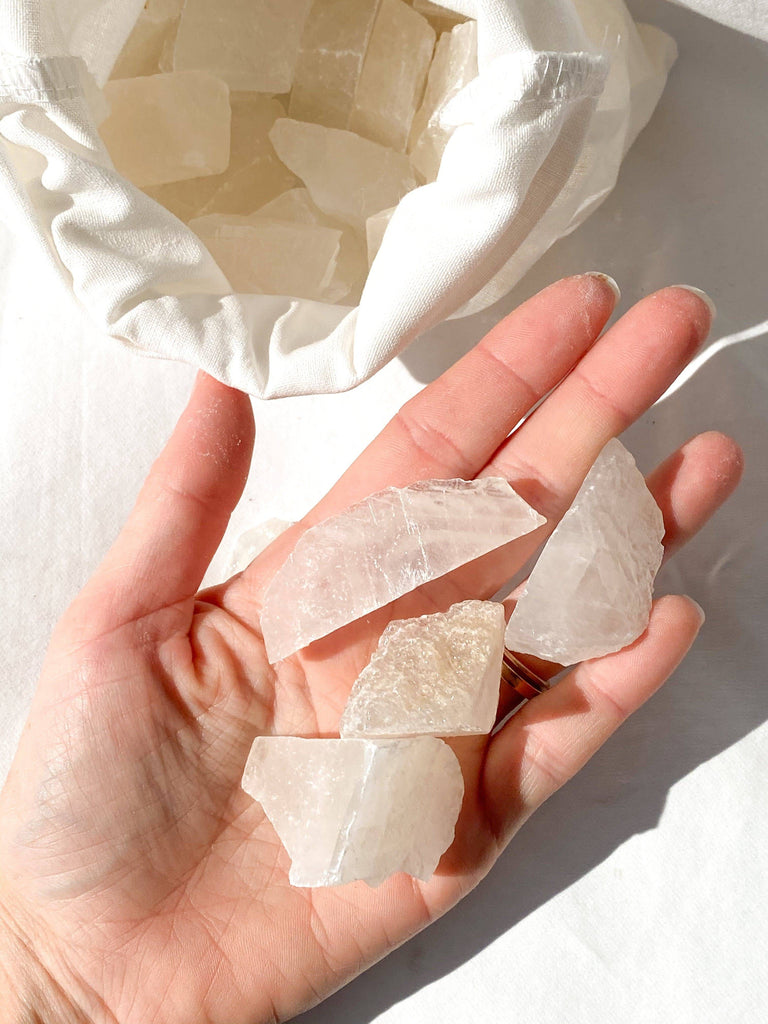 Bag of Roughs | White Calcite | 500g - Unearthed Crystals