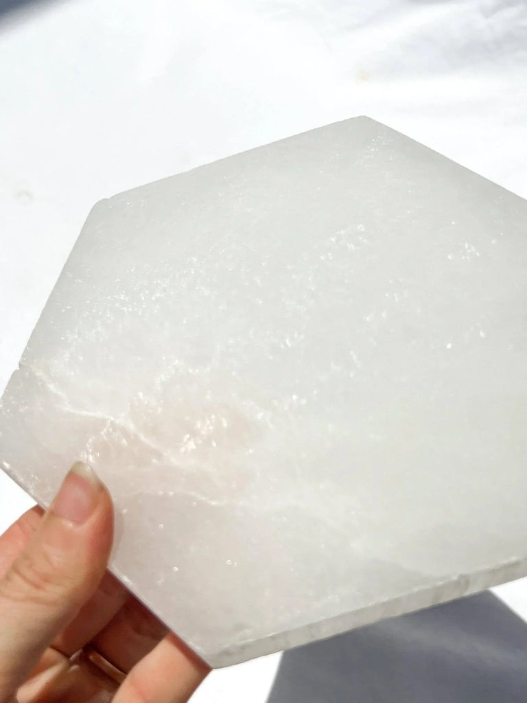 Selenite Hexagonal Charging Plate | Large - Unearthed Crystals