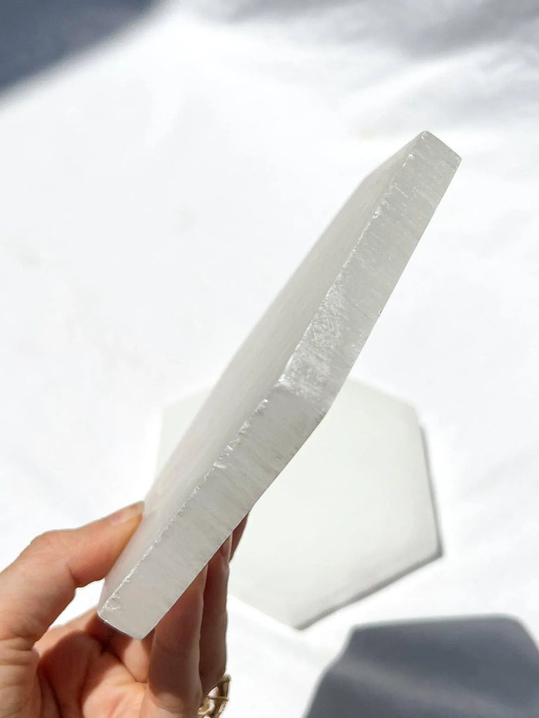 Selenite Hexagonal Charging Plate | Large - Unearthed Crystals