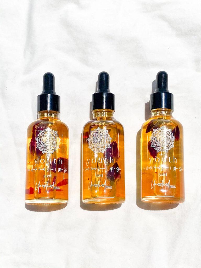 YOUTH // Rose Quartz Facial Serum | Mature Skin © - Unearthed Crystals