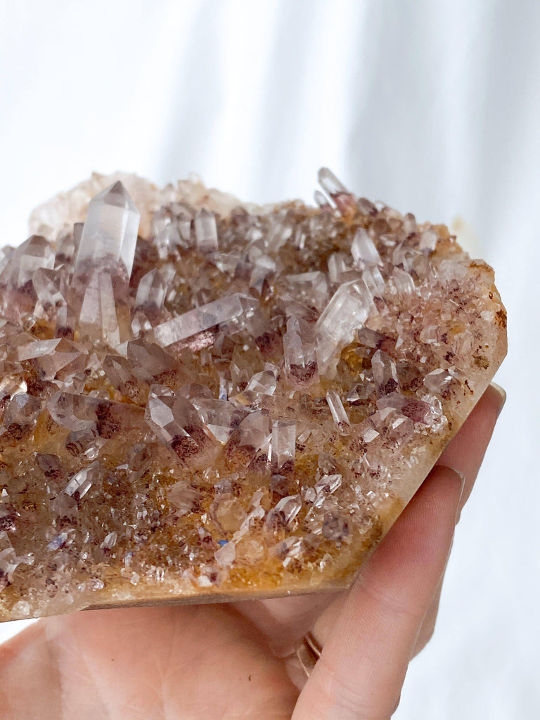 Red Phantom Quartz Cluster - Unearthed Crystals