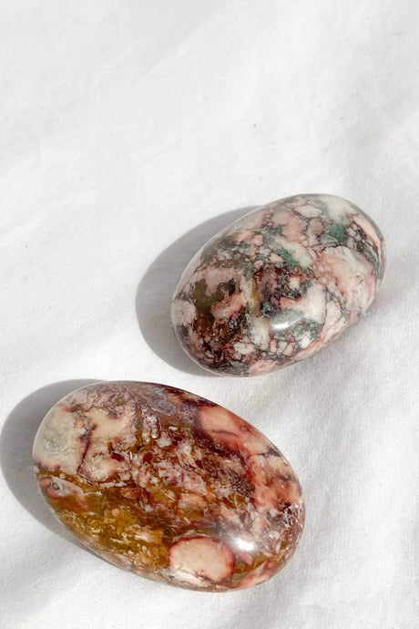 Rose Jasper Palm Stone | Large - Unearthed Crystals