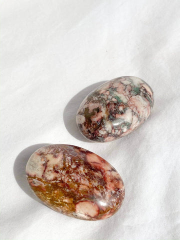 Rose Jasper Palm Stone | Large - Unearthed Crystals