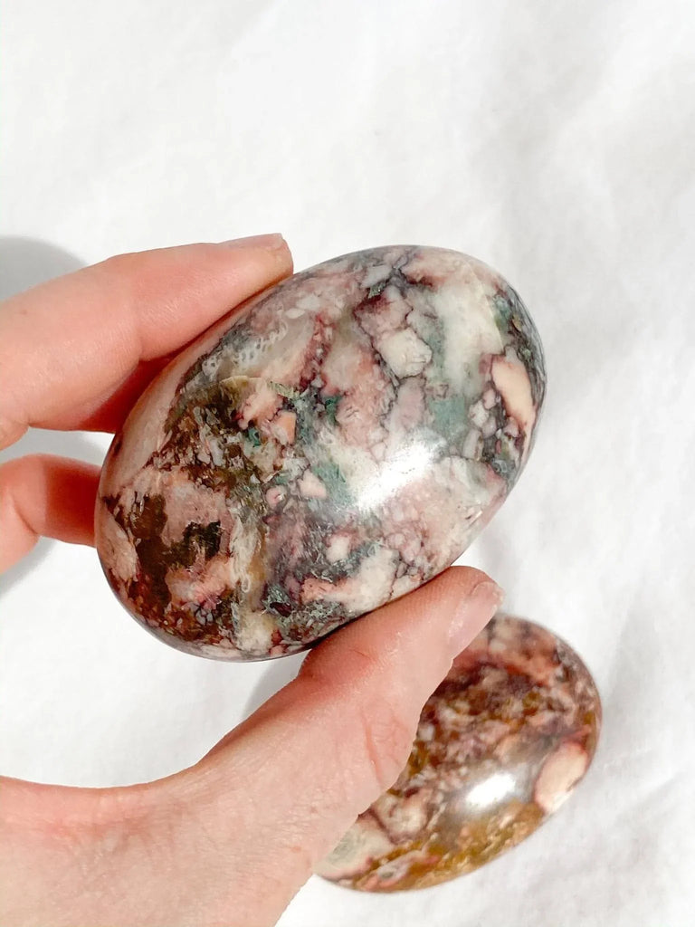 Rose Jasper Palm Stone | Large - Unearthed Crystals
