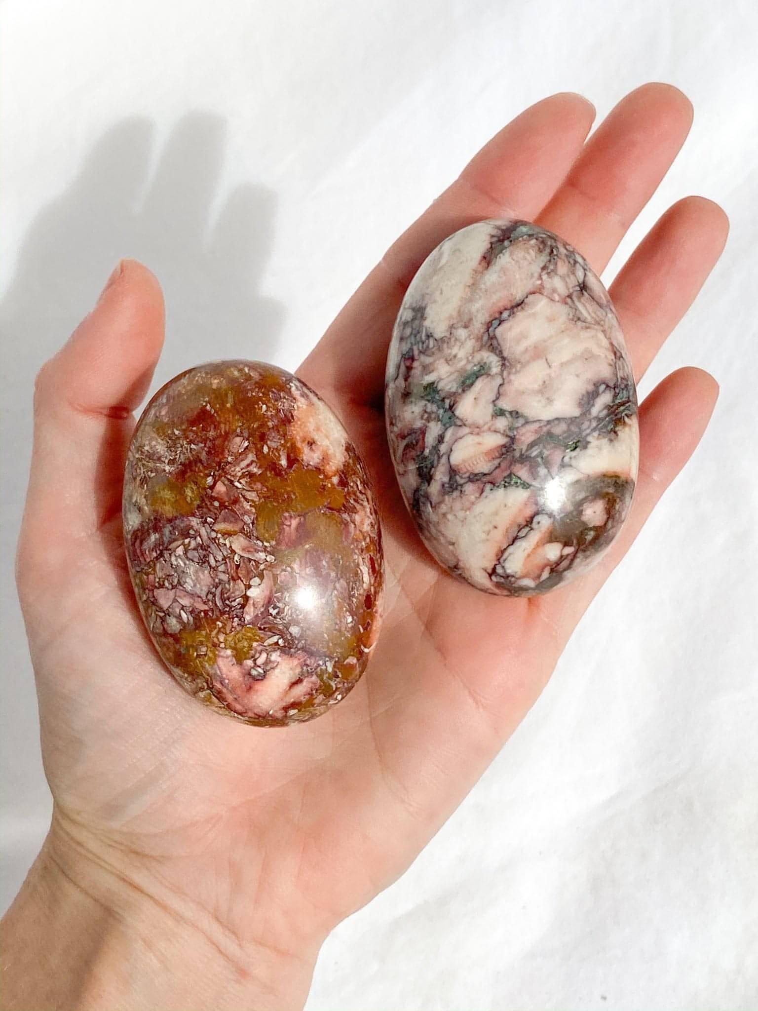 Rose Jasper Palm Stone Large 100-150gms – Unearthed Crystals