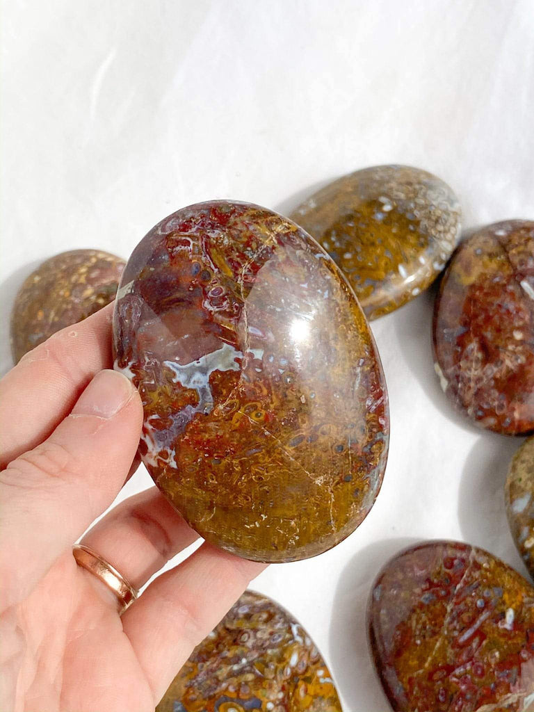 Plum Jasper Palm Stone | Large - Unearthed Crystals