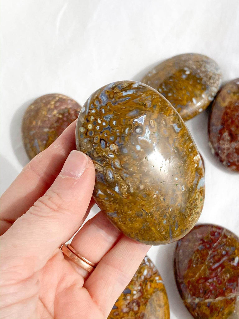 Plum Jasper Palm Stone | Large - Unearthed Crystals