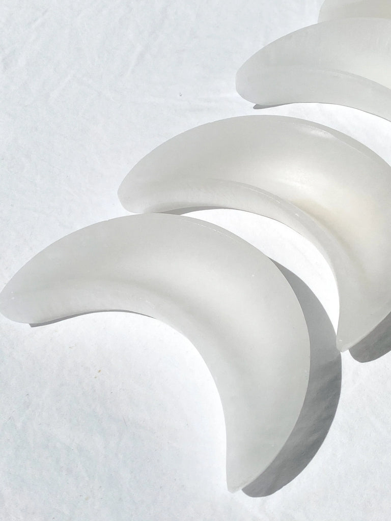 Selenite Crescent Moon Bowl | Medium - Unearthed Crystals