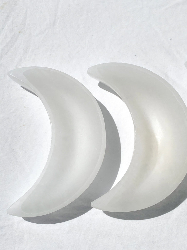 Selenite Crescent Moon Bowl | Medium - Unearthed Crystals
