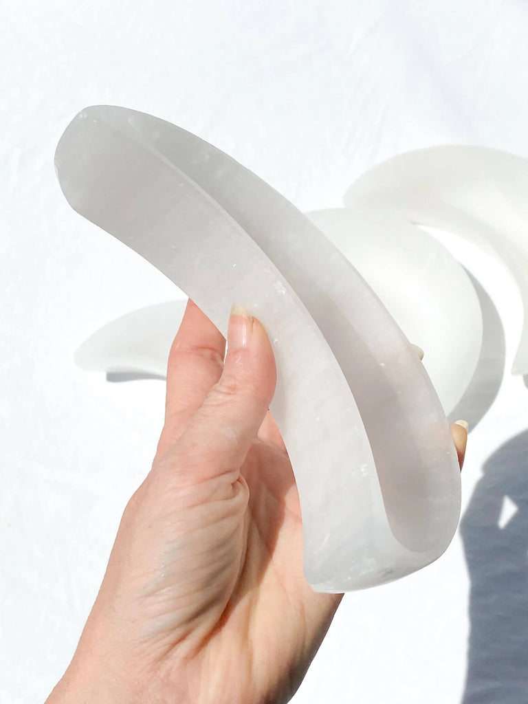 Selenite Crescent Moon Bowl | Medium - Unearthed Crystals