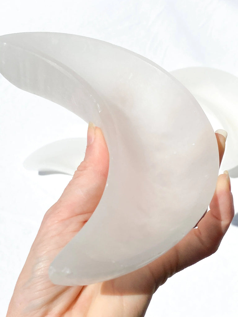 Selenite Crescent Moon Bowl | Medium - Unearthed Crystals