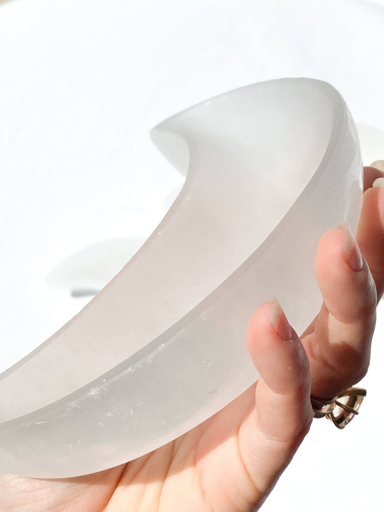 Selenite Crescent Moon Bowl | Medium - Unearthed Crystals