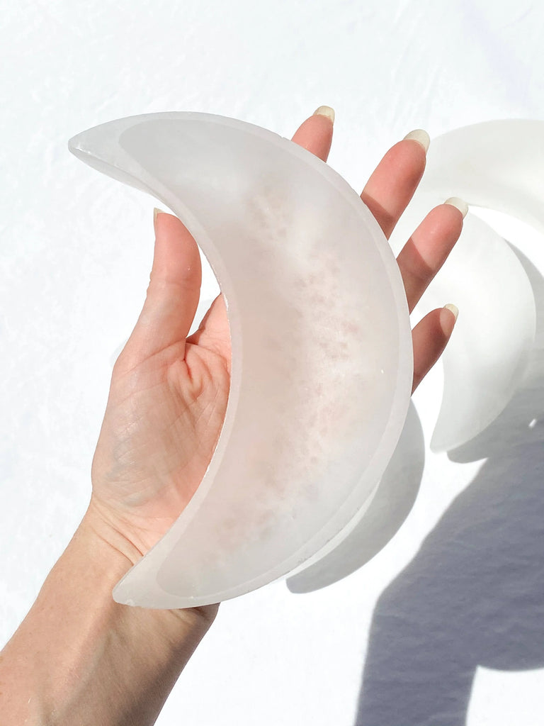 Selenite Crescent Moon Bowl | Medium - Unearthed Crystals