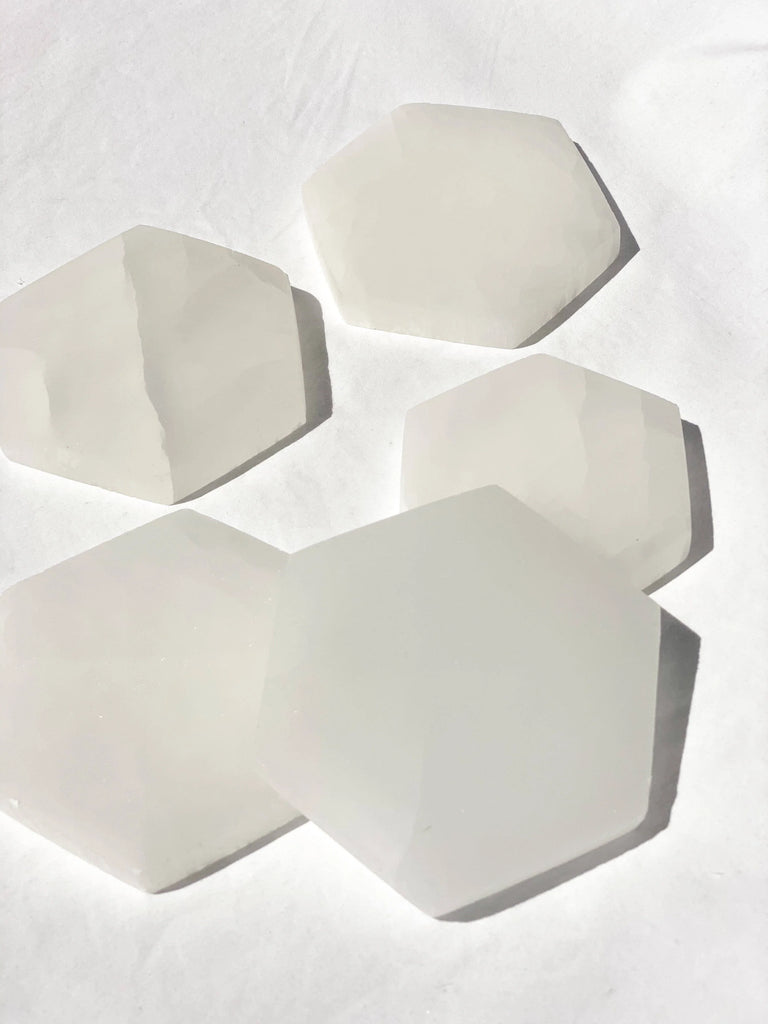 Selenite Hexagonal Charging Plate | Medium - Unearthed Crystals