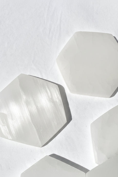 Selenite Hexagonal Charging Plate | Medium - Unearthed Crystals