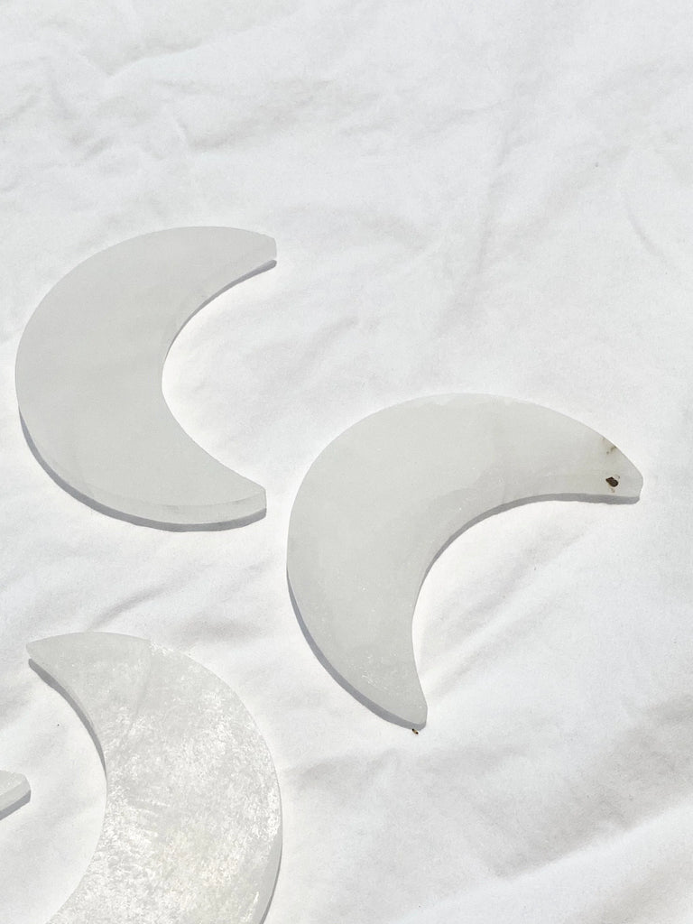 Selenite Crescent Moon Carving | Large - Unearthed Crystals